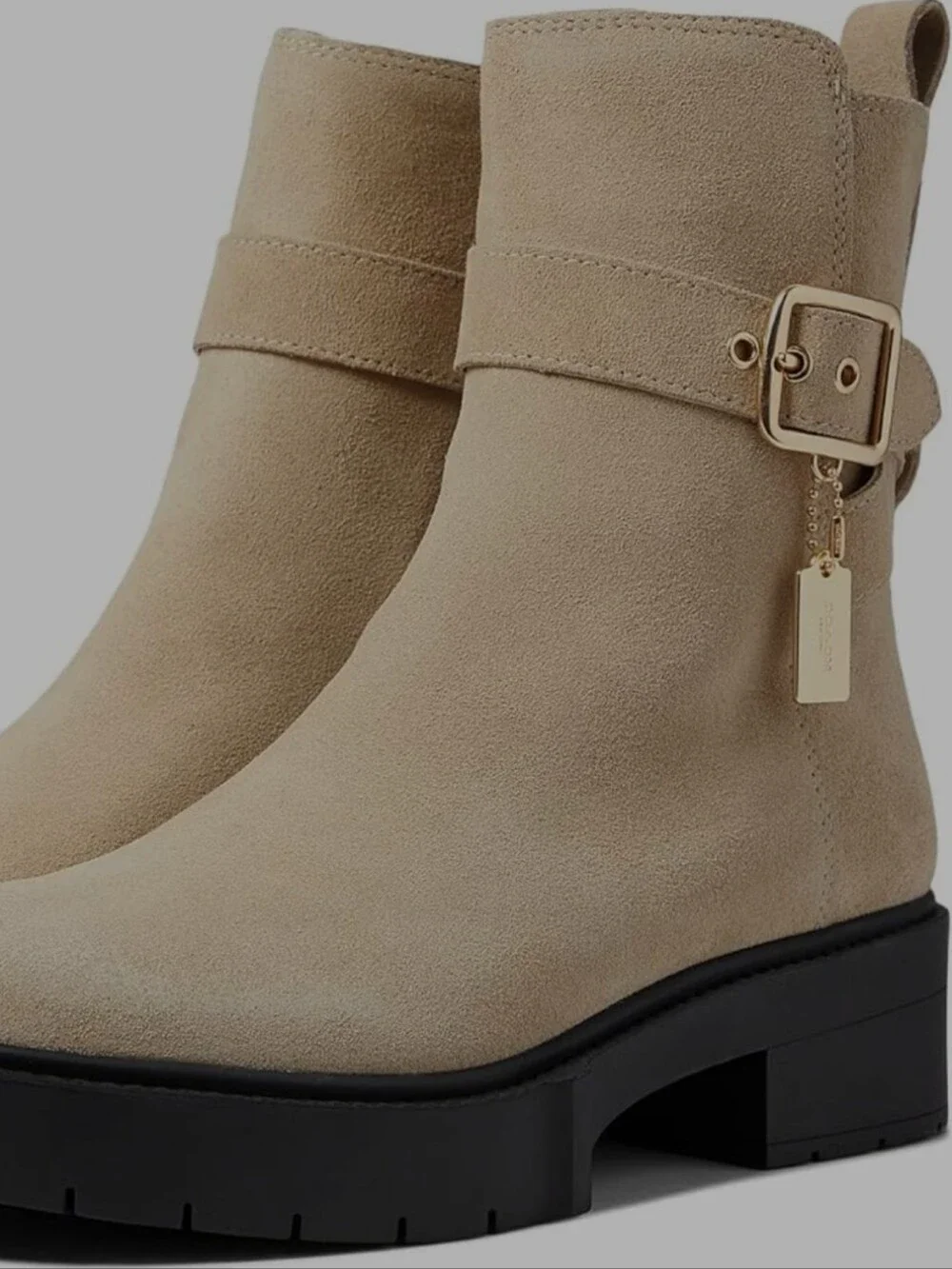 Coach Lacey Suede Booties, Oat New W/Box Sz.11b 2